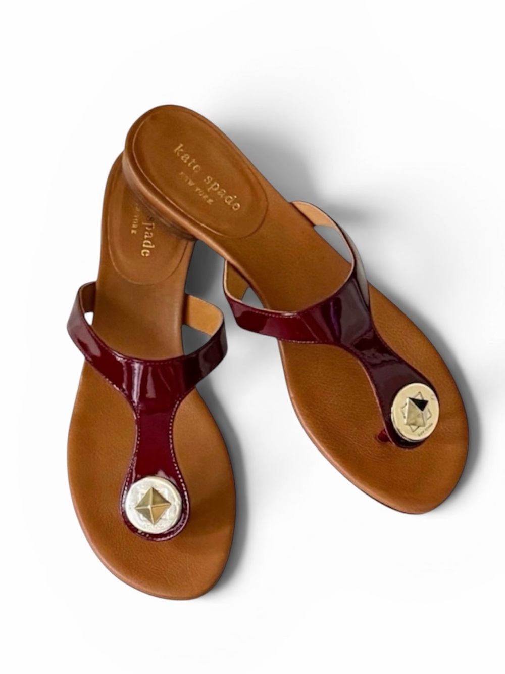 kate spade Ruby Red Patent Leather Frankie Thong Sandals Size 7.5